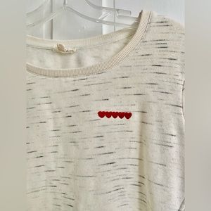 Jane & Delancey Sweatshirt Women's Small Cream Pullover Embroidered Hearts